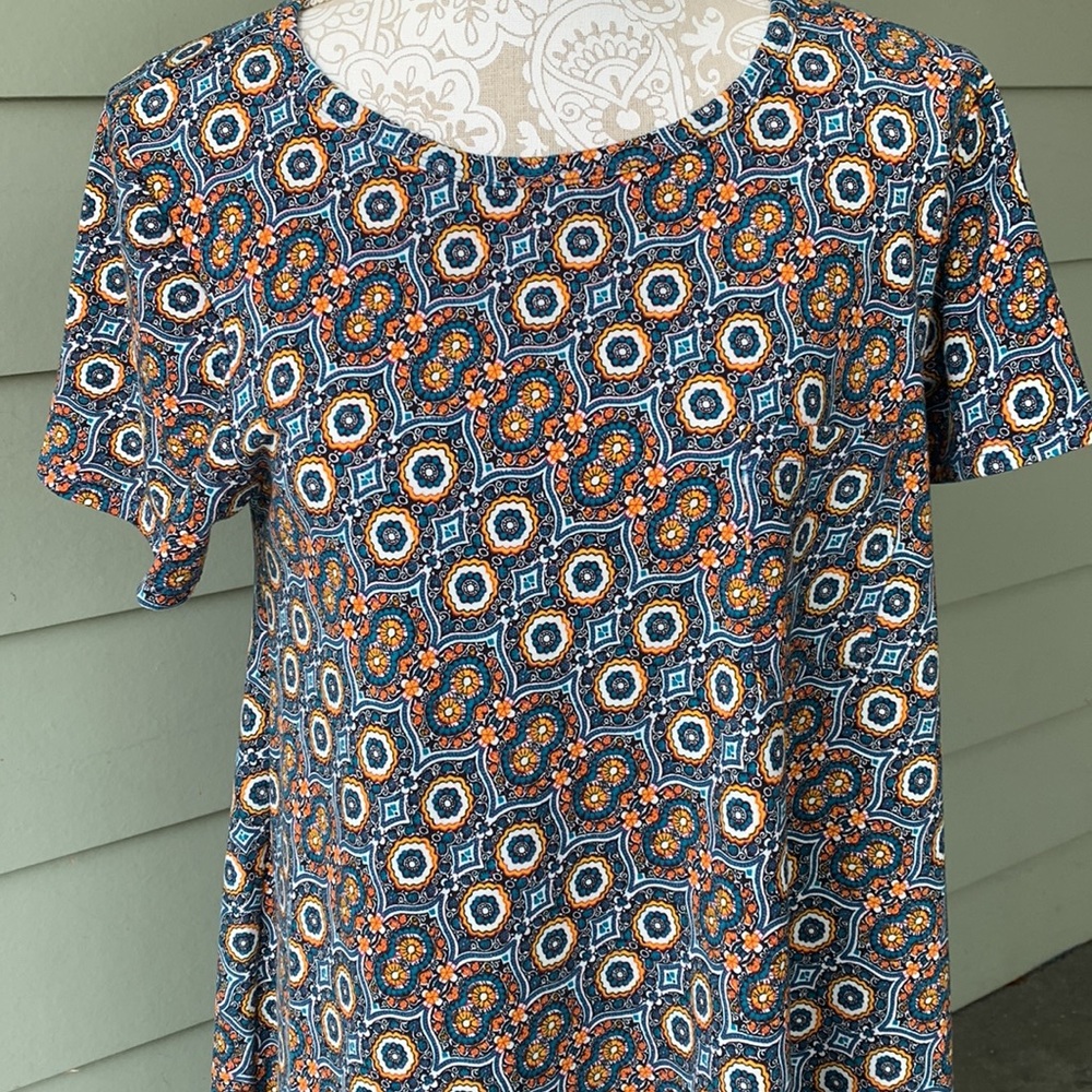 Blue & Orange Print High Low Dress
